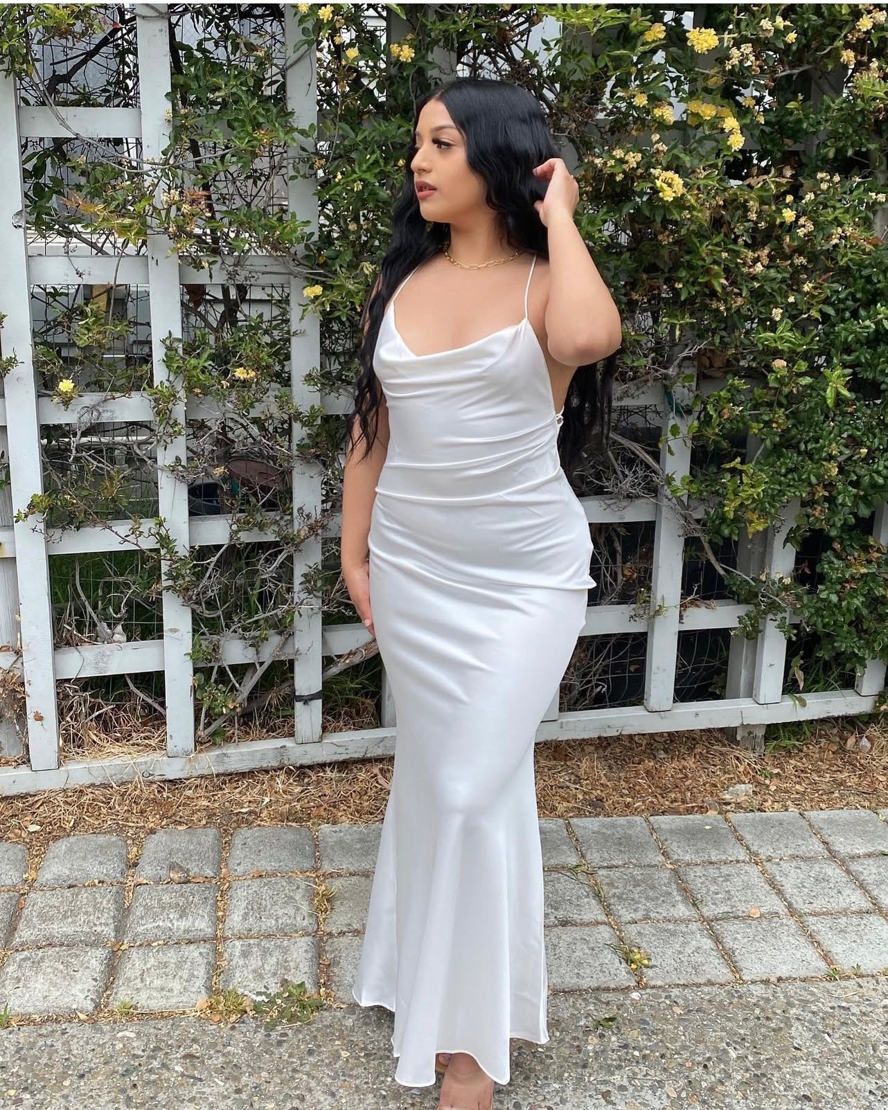 Satin White chain Dress