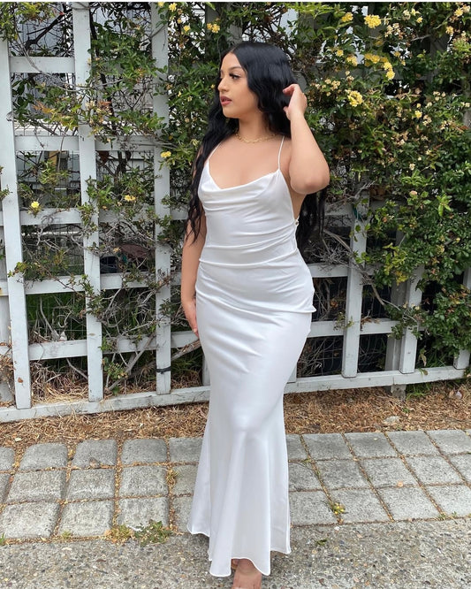 Satin White chain Dress