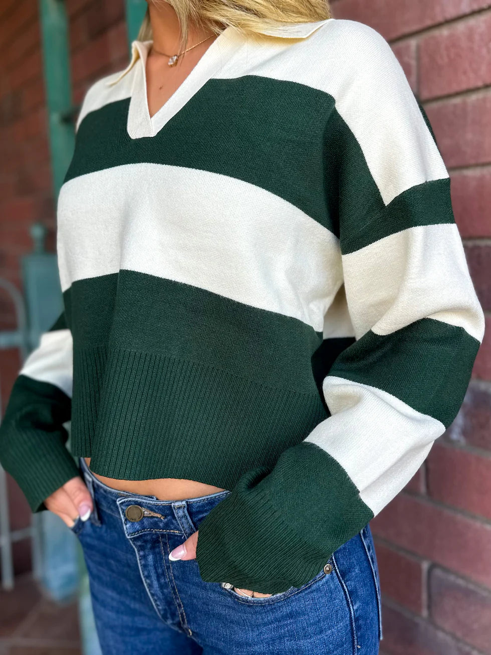 STRIPED POLO SWEATER