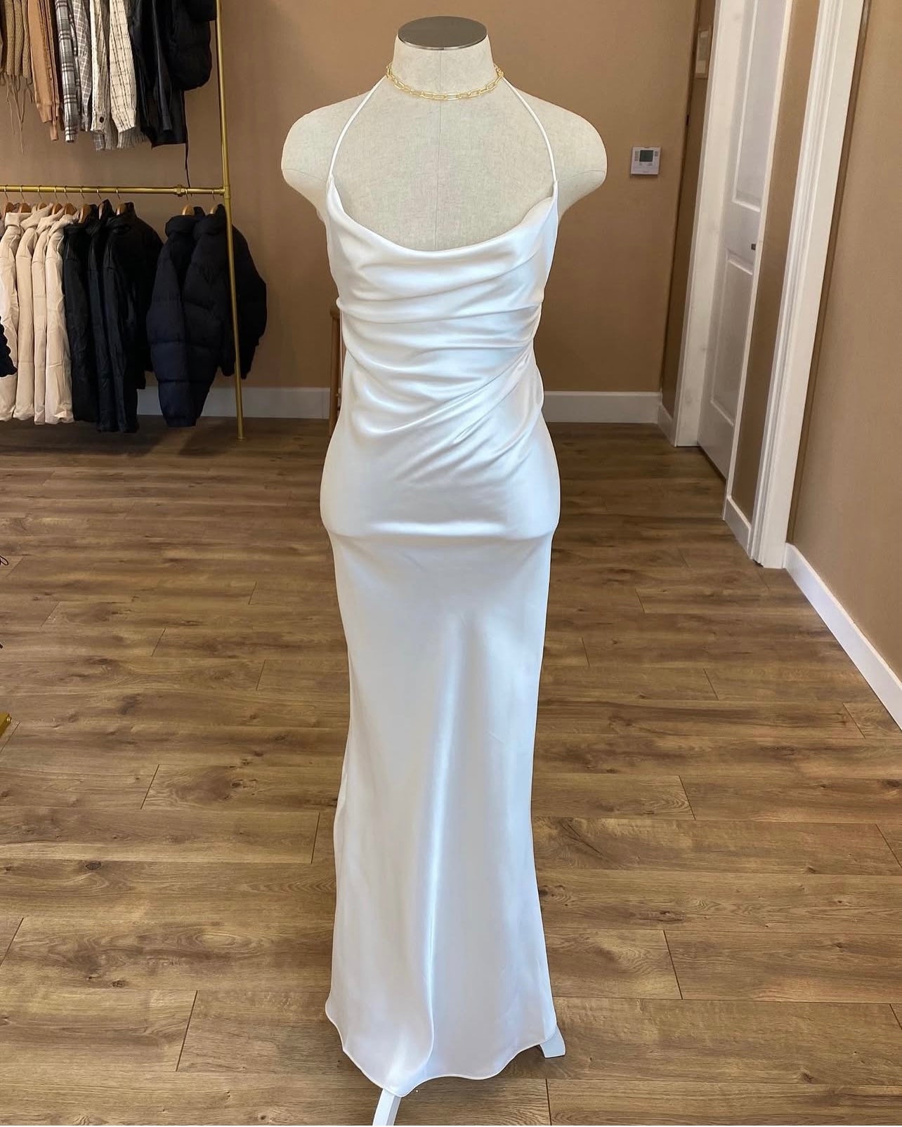 Satin White chain Dress