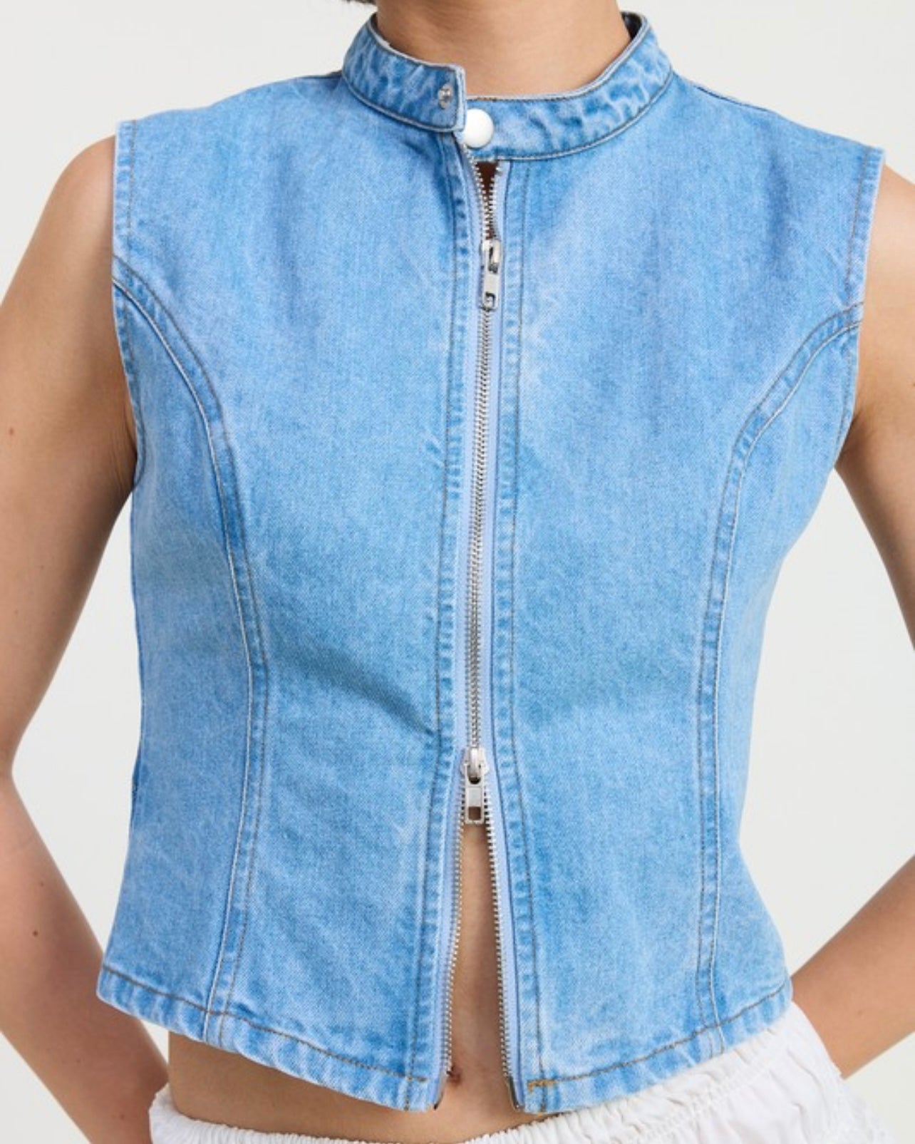 HALTER ZIP UP MOTO VEST TOP