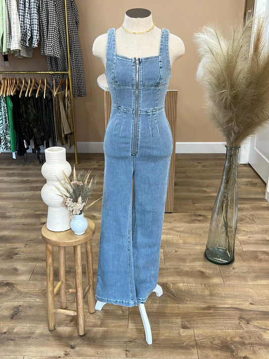 Washed Denim Jumpsuit