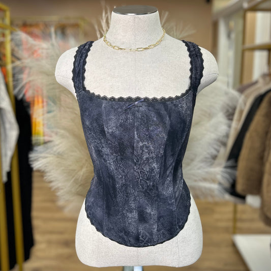 PRINTED TIE BACK CORSET