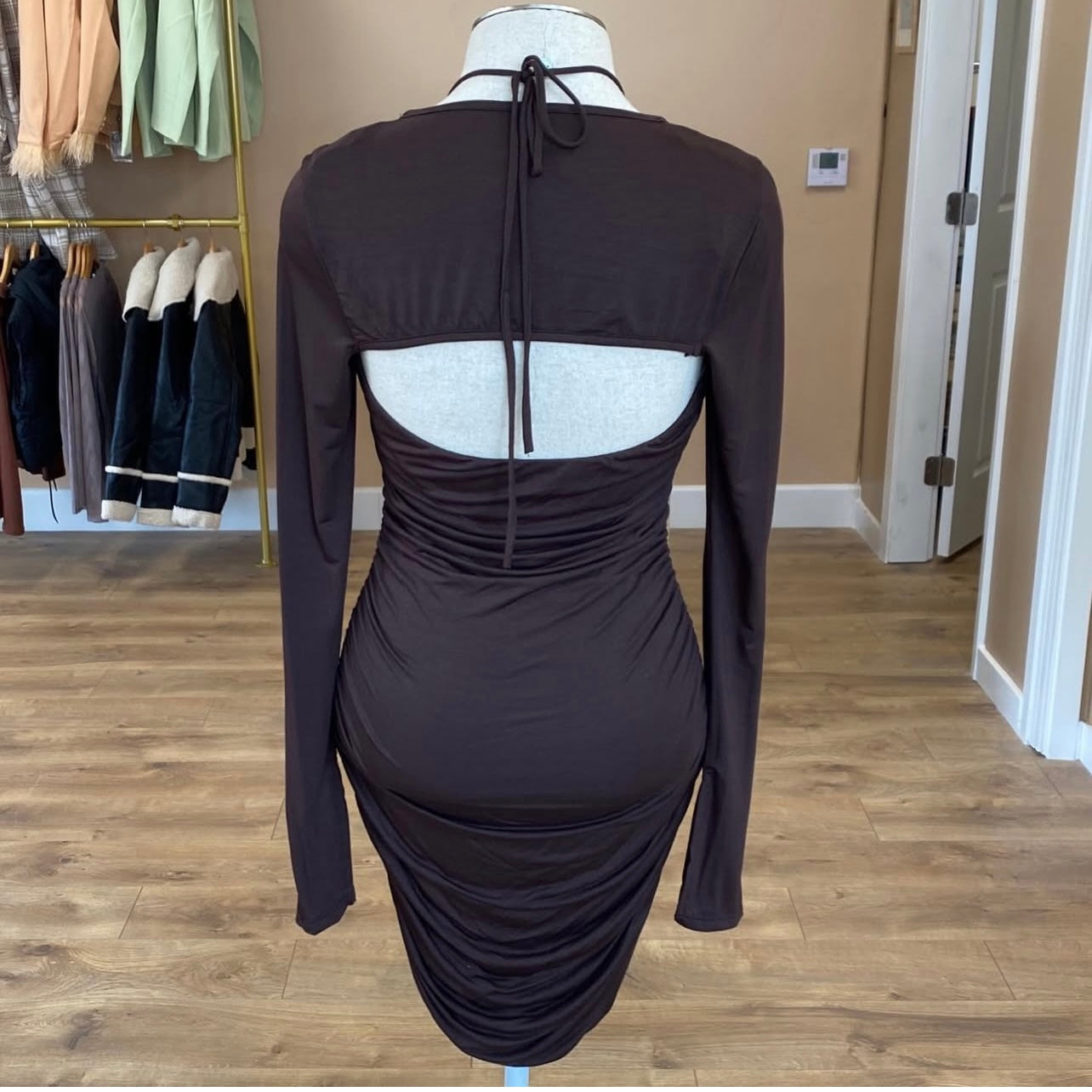 Criss cross mini dress with removable bolero