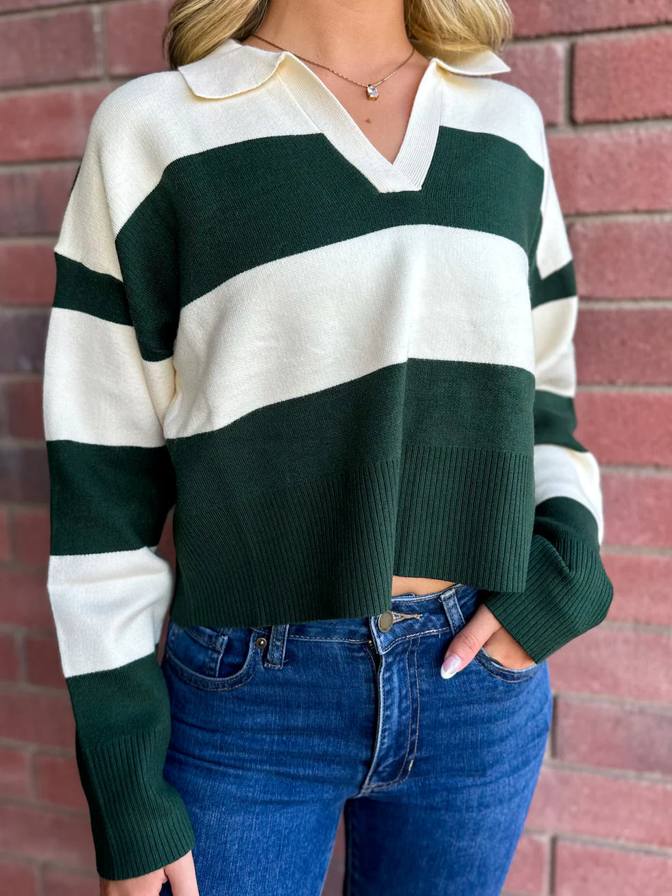 STRIPED POLO SWEATER