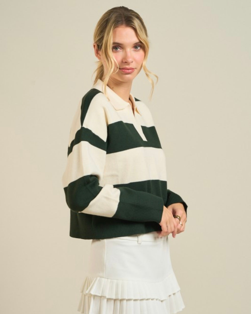 STRIPED POLO SWEATER
