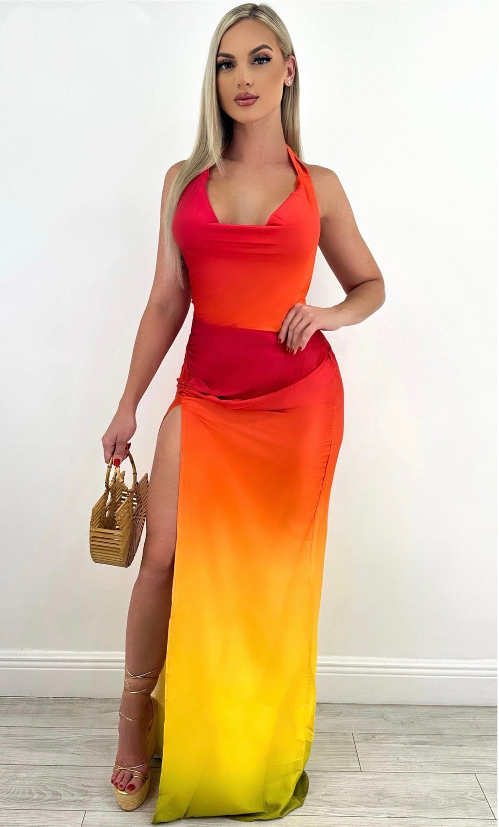 OMBRÉ HALTER DRESS
