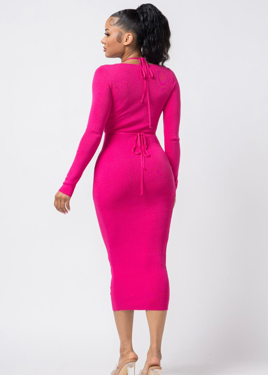 Pink drawstring Maxi Dress