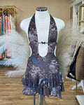 Halter tie ruffle mini dress
