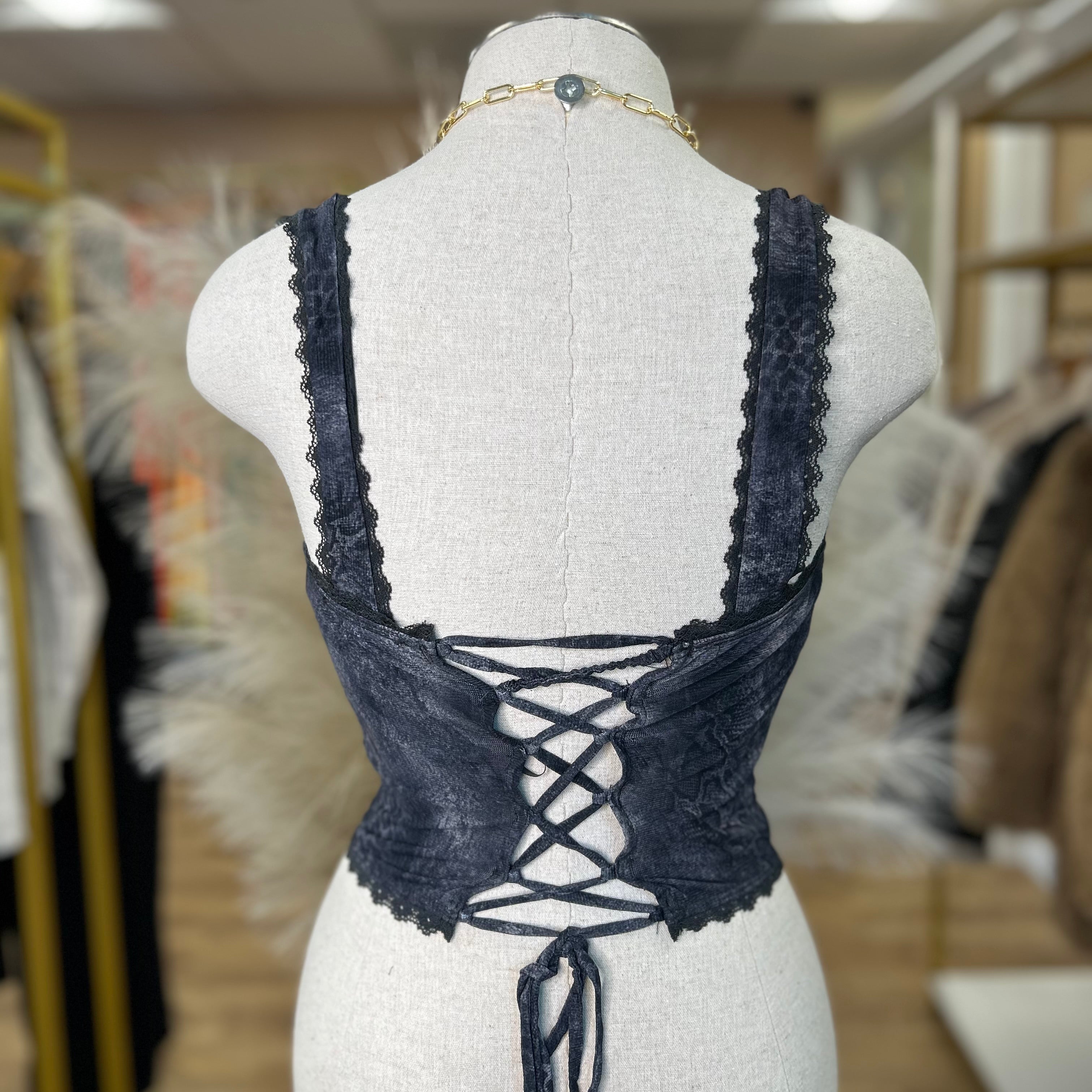 PRINTED TIE BACK CORSET