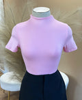 SHORT SLEEVE MOCK NECK BODYSUIT TOP