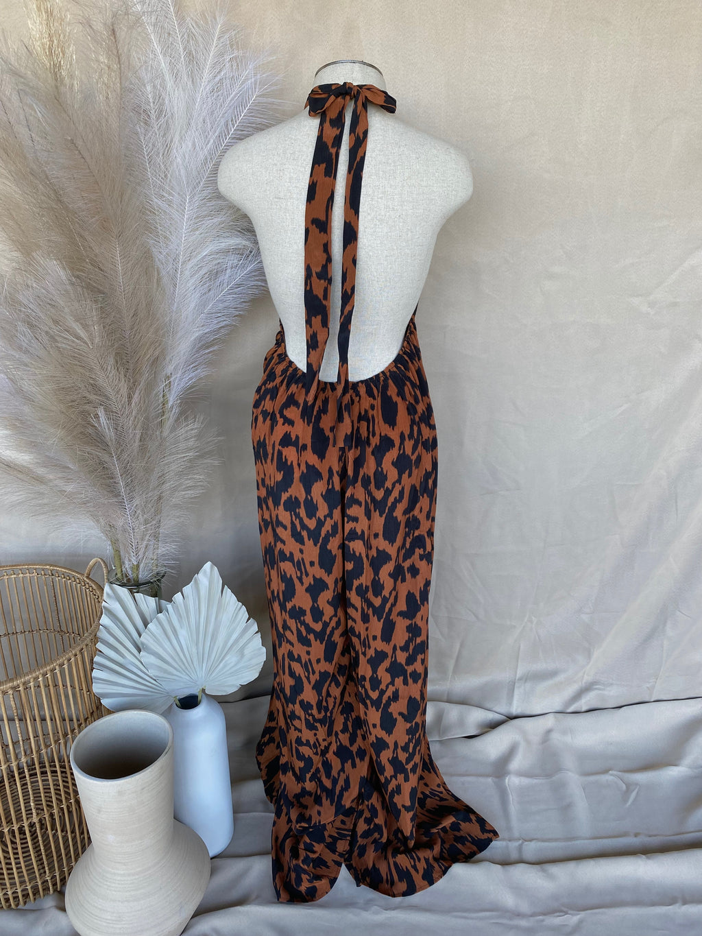 CHEETAH PRINT HALTER ROMPER