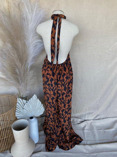 CHEETAH PRINT HALTER ROMPER