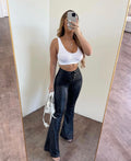 Black Pleather Bell Bottoms Pants