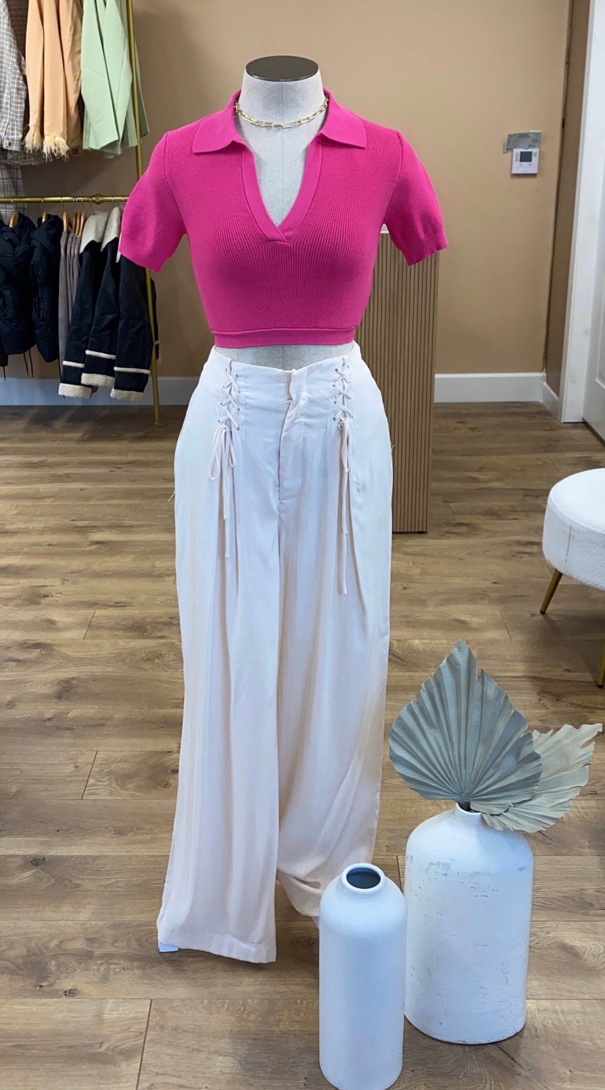 SUMMER FLOWY CREAM BELLBOTTOM PANTS